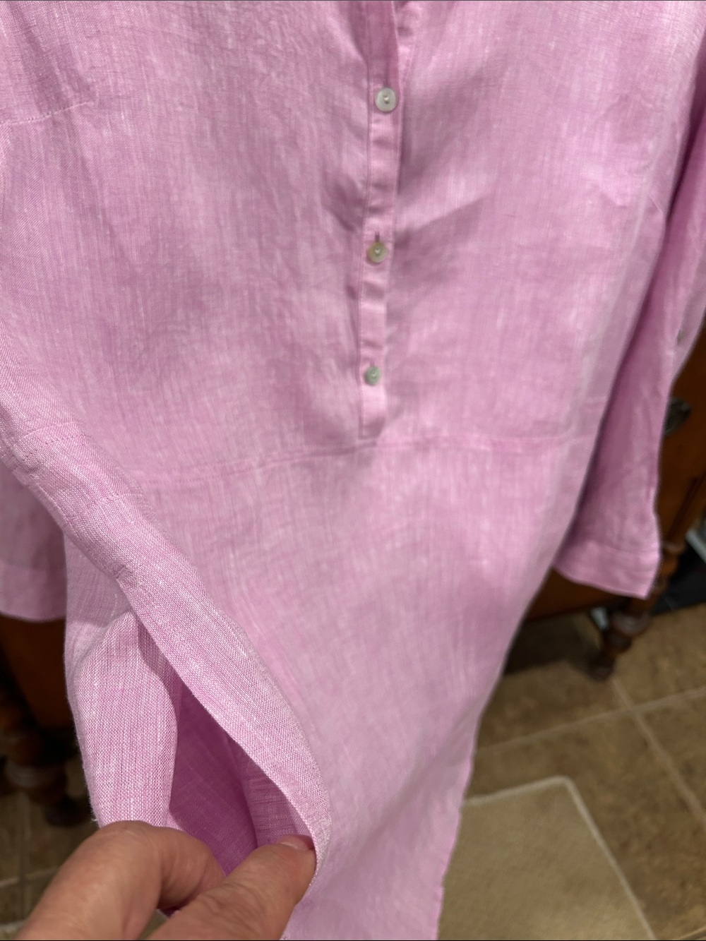 J. Jill Long-Sleeve Button-Front Linen Tunic in Lilac - Picture 5 of 15